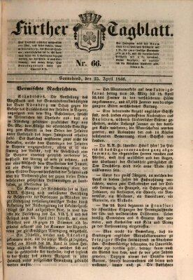 Fürther Tagblatt Samstag 25. April 1846