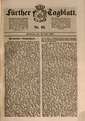 Fürther Tagblatt Mittwoch 10. Juni 1846