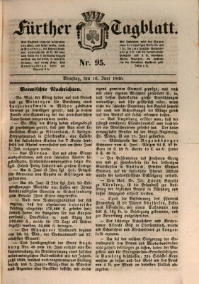 Fürther Tagblatt Dienstag 16. Juni 1846