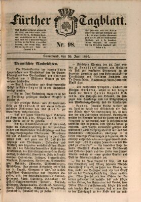 Fürther Tagblatt Samstag 20. Juni 1846