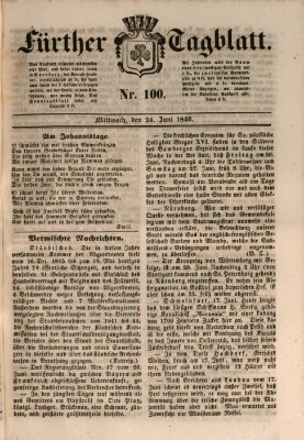 Fürther Tagblatt Mittwoch 24. Juni 1846