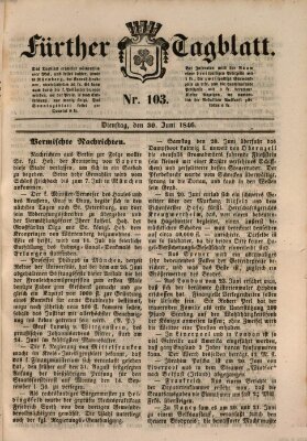 Fürther Tagblatt Dienstag 30. Juni 1846