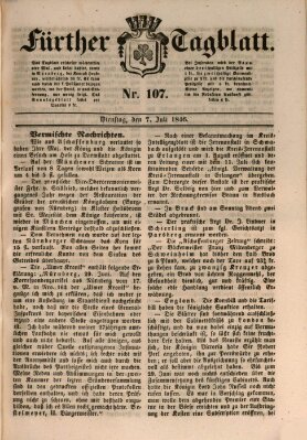 Fürther Tagblatt Dienstag 7. Juli 1846