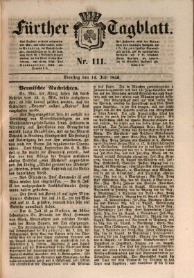 Fürther Tagblatt Dienstag 14. Juli 1846