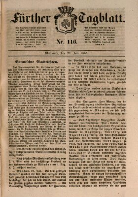 Fürther Tagblatt Mittwoch 22. Juli 1846