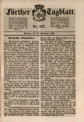 Fürther Tagblatt Dienstag 15. September 1846