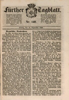 Fürther Tagblatt Freitag 18. September 1846