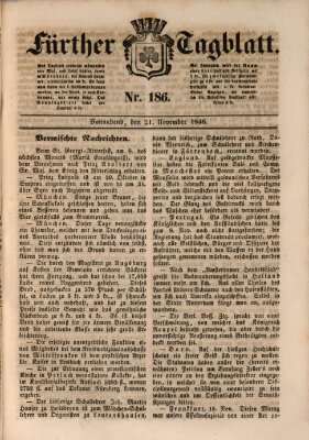 Fürther Tagblatt Samstag 21. November 1846