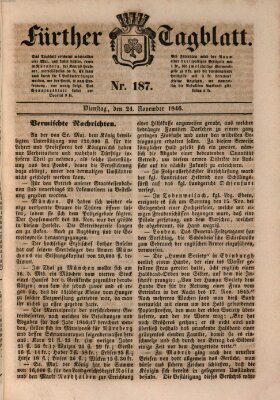 Fürther Tagblatt Dienstag 24. November 1846