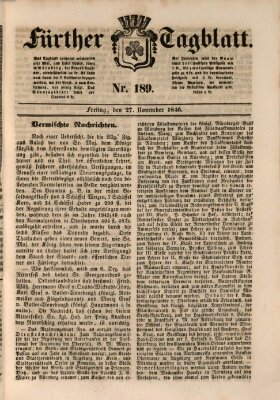 Fürther Tagblatt Freitag 27. November 1846