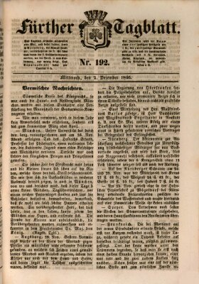 Fürther Tagblatt Mittwoch 2. Dezember 1846