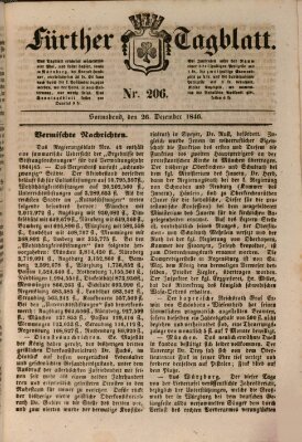 Fürther Tagblatt Samstag 26. Dezember 1846