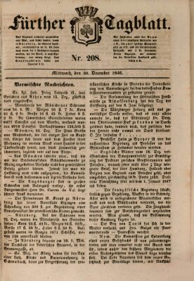 Fürther Tagblatt Mittwoch 30. Dezember 1846