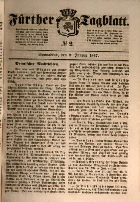 Fürther Tagblatt Samstag 2. Januar 1847