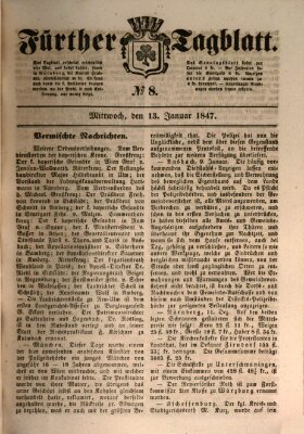 Fürther Tagblatt Mittwoch 13. Januar 1847