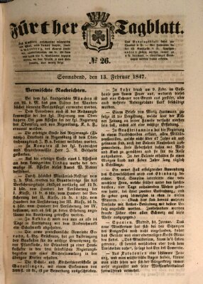 Fürther Tagblatt Samstag 13. Februar 1847