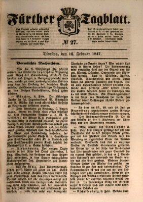 Fürther Tagblatt Dienstag 16. Februar 1847