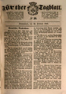 Fürther Tagblatt Samstag 20. Februar 1847