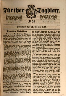 Fürther Tagblatt Samstag 27. Februar 1847