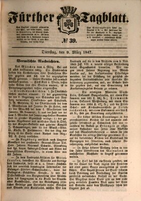 Fürther Tagblatt Dienstag 9. März 1847