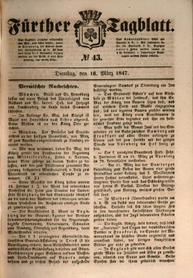 Fürther Tagblatt Dienstag 16. März 1847