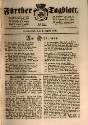 Fürther Tagblatt Samstag 3. April 1847