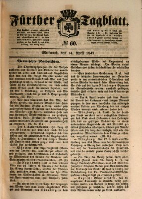 Fürther Tagblatt Mittwoch 14. April 1847