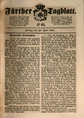 Fürther Tagblatt Freitag 23. April 1847