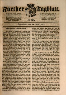 Fürther Tagblatt Samstag 24. April 1847