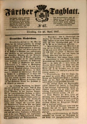 Fürther Tagblatt Dienstag 27. April 1847