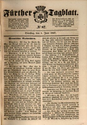 Fürther Tagblatt Dienstag 1. Juni 1847