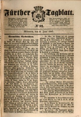 Fürther Tagblatt Mittwoch 9. Juni 1847