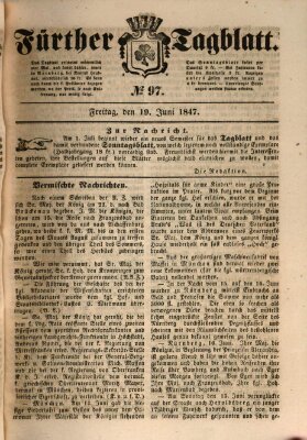 Fürther Tagblatt Samstag 19. Juni 1847
