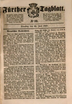 Fürther Tagblatt Dienstag 22. Juni 1847