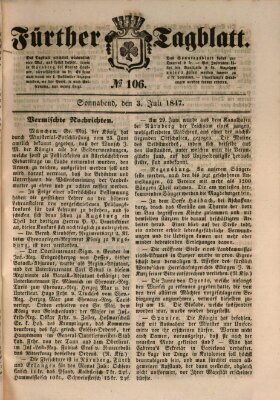 Fürther Tagblatt Samstag 3. Juli 1847