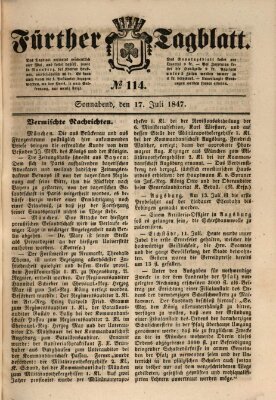 Fürther Tagblatt Samstag 17. Juli 1847