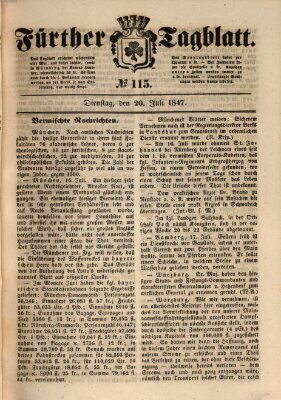 Fürther Tagblatt Dienstag 20. Juli 1847