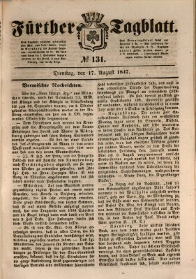 Fürther Tagblatt Dienstag 17. August 1847