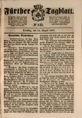 Fürther Tagblatt Dienstag 24. August 1847