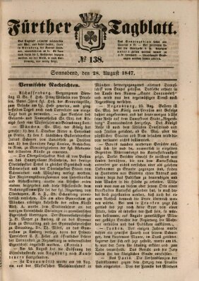 Fürther Tagblatt Samstag 28. August 1847