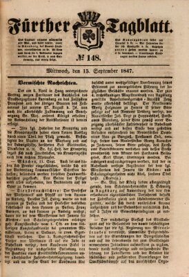 Fürther Tagblatt Mittwoch 15. September 1847