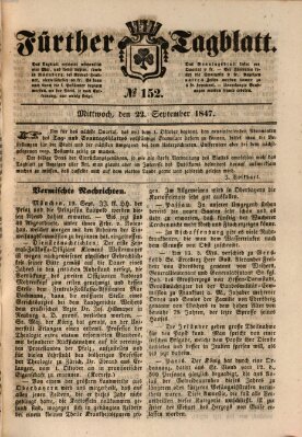 Fürther Tagblatt Mittwoch 22. September 1847