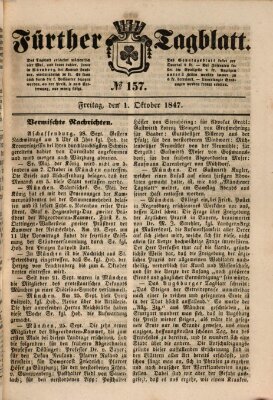 Fürther Tagblatt Freitag 1. Oktober 1847