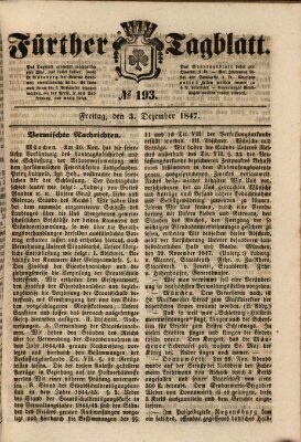 Fürther Tagblatt Freitag 3. Dezember 1847