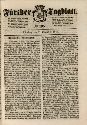 Fürther Tagblatt Dienstag 7. Dezember 1847