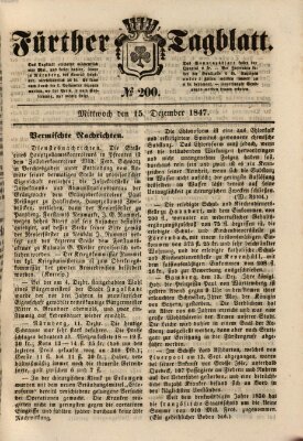 Fürther Tagblatt Mittwoch 15. Dezember 1847