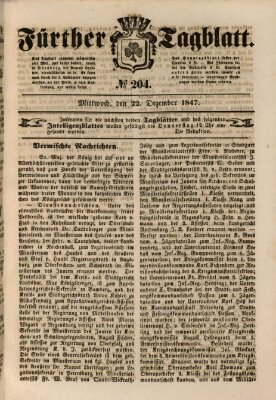 Fürther Tagblatt Mittwoch 22. Dezember 1847