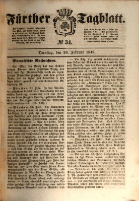 Fürther Tagblatt Dienstag 29. Februar 1848