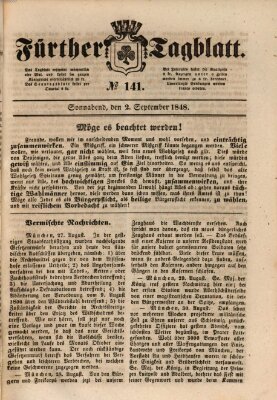 Fürther Tagblatt Samstag 2. September 1848