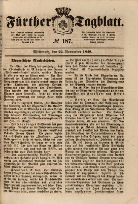 Fürther Tagblatt Mittwoch 22. November 1848